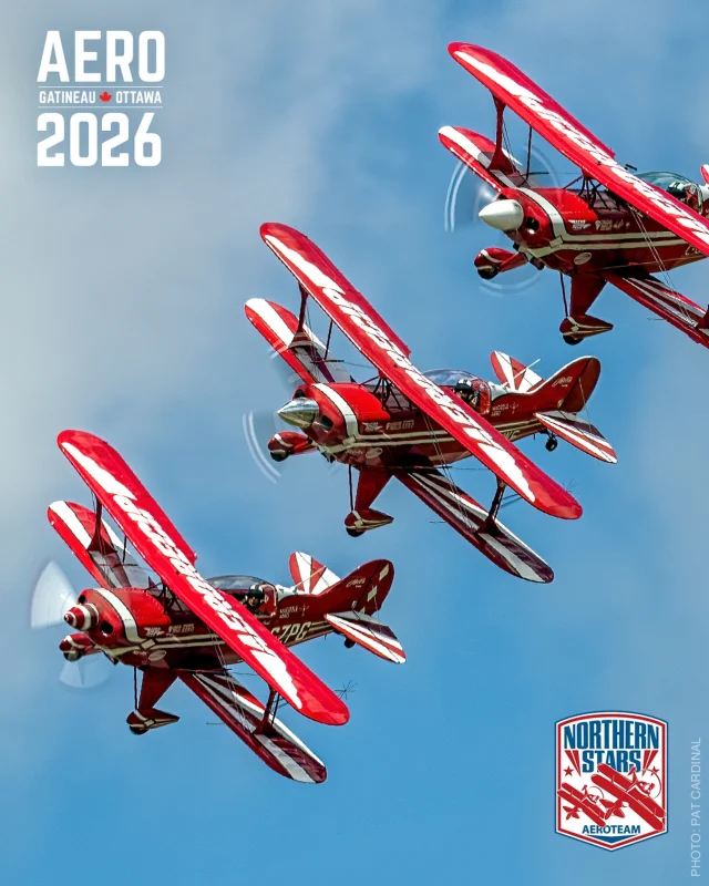 🔥 Annonce de participant 🔥

Les Northern Stars vont enflammer le ciel du spectacle aérien Aero Gatineau-Ottawa 2026 ! ✈️

Les pilotes vétérans de l’Aviation royale canadienne, Greg Hume-Powell, Todd Farrell et Mario Hamel, présentent des acrobaties précises et spectaculaires dans leur classique Pitts Special. Admirez les passes opposées dramatiques, les acrobaties rapides à basse altitude et les boucles et tonneaux en formation militaire serrée, le tout sublimé par la fumée spectaculaire du spectacle aérien.

⚡ Avion : Pitts Special
🚀 Vitesse maximale : 297 km/h

–

🔥 Performer Announcement 🔥

The Northern Stars are lighting up the skies at the 2026 Aero Gatineau-Ottawa Airshow! ✈️

Veteran RCAF pilots Greg Hume-Powell, Todd Farrell, and Mario Hamel bring precision and excitement in their classic Pitts Special aircraft. Watch as they perform dramatic opposing passes, high-speed low-level aerobatics, and tight military-style formation loops and rolls, all enhanced with breathtaking airshow smoke.

⚡ Aircraft: Pitts Special
🚀 Max speed: 297 km/h

#aerogatineauottawa2026 #northernstars