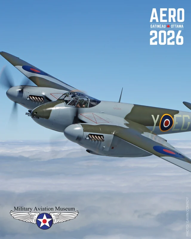 🔥 Annonce de participant 🔥

Le de Havilland DH.98 Mosquito, légendaire « Wooden Wonder », sera en vol au spectacle aérien Aero-Gatineau-Ottawa 2026 ! ✈️

Ce chasseur-bombardier canadien de la Seconde Guerre mondiale, piloté par Mike Spalding, peut atteindre une vitesse maximale de 668 km/h et présente une pièce rare de l’histoire de l’aviation restaurée en état de vol.

🚀 Vitesse maximale : 668 km/h

–

🔥 Performer Announcement 🔥

The de Havilland DH.98 Mosquito, the legendary “Wooden Wonder,” is flying into the 2026 Aero-Gatineau-Ottawa Airshow! ✈️

This Canadian-built WWII fighter-bomber, piloted by Mike Spalding, reaches speeds up to 668 km/h and showcases a rare piece of aviation history restored to flying condition.

🚀 Max speed: 668 km/h

#aerogatineauottawa2026 #Mosquito