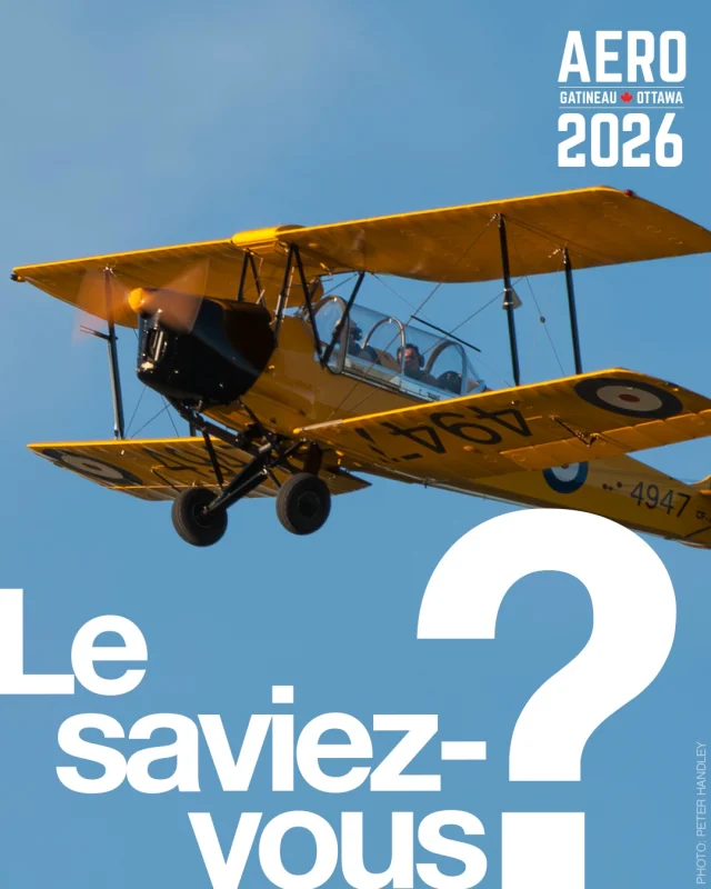 Le saviez-vous? ✈️ Did you know? ✈️
 Le plus ancien avion à avoir déjà participé à Aero Gatineau-Ottawa était le légendaire Tiger Moth de 1931.
 The oldest aircraft ever to perform at Aero Gatineau-Ottawa was the legendary Tiger Moth from 1931.

#AeroGatineauOttawa #TigerMoth