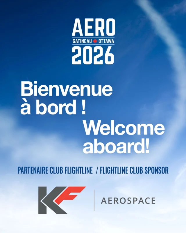 Nous sommes ravis d’accueillir KF Aerospace en tant que commanditaire du Flightline Club pour Aero Gatineau-Ottawa 2026.
–
We’re thrilled to welcome KF Aerospace as Flightline Club Sponsor for Aero Gatineau-Ottawa 2026. 

#aerogatineauottawa2026