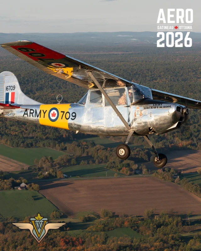 Le Cessna L-19A Bird Dog de @vintagewingscan participera à AERO Gatineau-Ottawa 2026. Cet appareil polyvalent servait à l’observation et au réglage du tir d’artillerie de l’armée.
En savoir plus : https://aerogatineauottawa.com/fr/avions/expositions-au-sol/cessna-l-19a-bird-dog/

—
Vintage Wings of Canada’s Cessna L-19A Bird Dog is joining AERO Gatineau-Ottawa 2026. This versatile aircraft was used to observe and direct the accuracy of the Army’s artillery fall.
Learn more: https://aerogatineauottawa.com/performers/static-aircraft/cessna-l-19a-bird-dog/