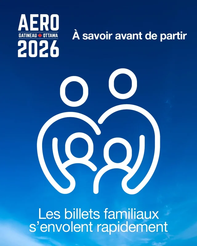 Les billets familiaux se vendent rapidement ! Procurez-vous le vôtre dès maintenant avant qu’il n’y en ait plus.
👉 https://aerogatineauottawa.com/fr/billets/
—
Family Passes selling fast!
Get yours now before they’re gone.
👉 https://aerogatineauottawa.com/tickets/