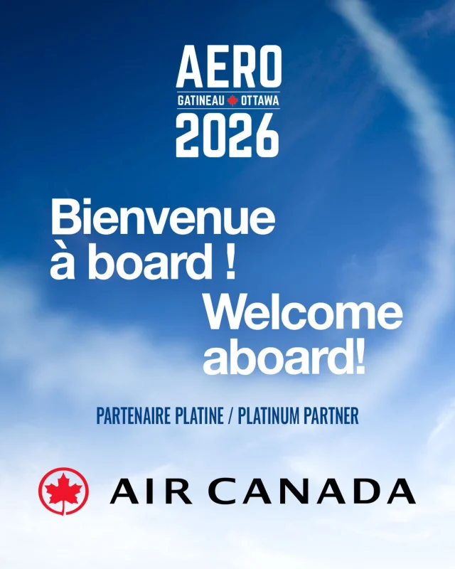 Nous sommes ravis d’accueillir @aircanada en tant que partenaire Platine d’AERO Gatineau-Ottawa 2026 !
—
We’re thrilled to welcome @aircanada as a Platinum Sponsor of AERO Gatineau-Ottawa 2026!